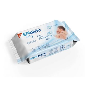 Șervețele umede pentru copii Pure Water, 72 bucǎți, Epiderm 