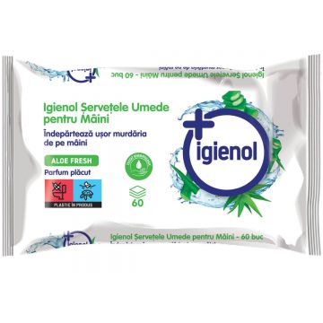 Servetele umede pentru maini, 60 bucati, Aloe Vera, Igienol
