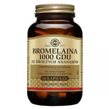 Solgar Bromelain 1000 GDU din ananas proaspăt, 60 capsule