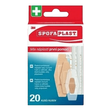 Spofaplast Plasturi de prim ajutor mix de dimensiuni și tipuri 20 buc
