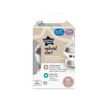 Biberon cu autosterilizare din PP pentru +0 luni Natural Start, 150ml, Tommee Tippee