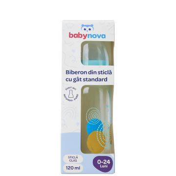 Biberon din sticla 0-24 luni, 120ml, Baby Nova