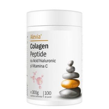 Colagen peptide cu acid hialuronic si vitamina C, 300 g, Alevia