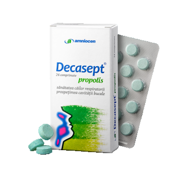 Decasept propolis, 24 comprimate, Amniocen