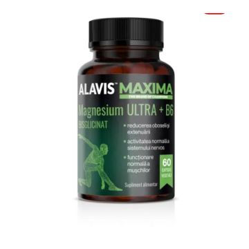 Magneziu bisglicinat Ultra+B6, 60 capsule vegetale, Alavis Maxima