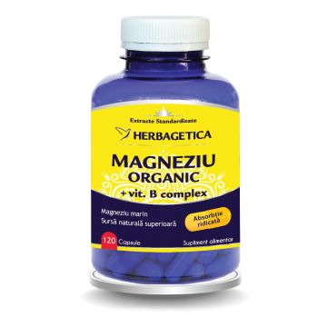 Magneziu Organic cu Vitamina B complex, 120 capsule, Herbagetica