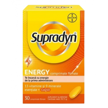 Multivitamine si minerale Supradyn Energy cu Coenzima Q10, 30 comprimate filmate, Bayer