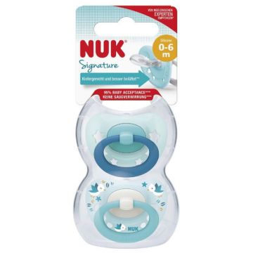 Nuk, Signature Silicone, Suzetă, Gr.1, 2 bucăți