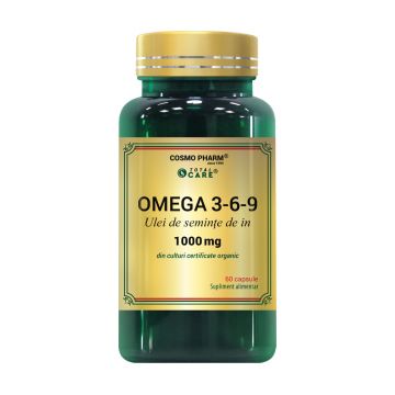 Omega 3-6-9 Ulei seminte de in 1000mg, 60 capsule, Cosmopharm