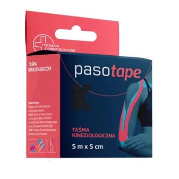 Pasotape Bandă kinesiologică neagră 5m x 5cm - Termen lung!