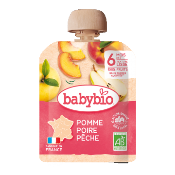 Piure bio din mere, pere si piersici, 90g, BabyBio