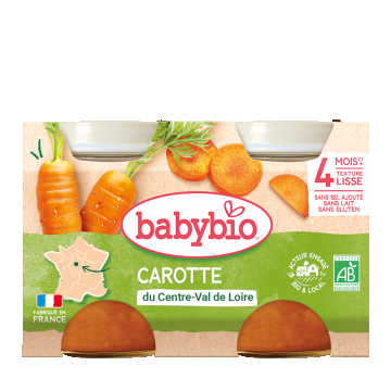 Piure bio din morcovi +4 luni, 2 x 130g, BabyBio
