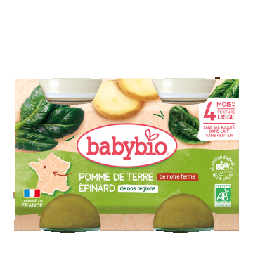 Piure de cartofi si spanac Bio, 2 x 130g, BabyBio