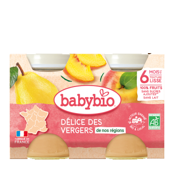 Piure de fructe Bio, 2 x 130g, BabyBio
