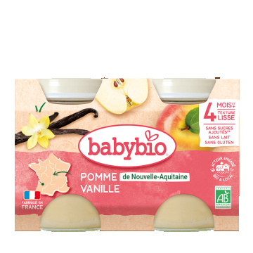 Piure de mere bio 4+ luni, 2 x 130g, BabyBio