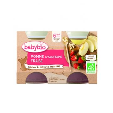 Piure de mere, capsuni si afine Bio, 2 x 130g, BabyBio