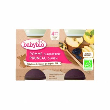 Piure de mere si prune uscate, 2 x 130g, BabyBio