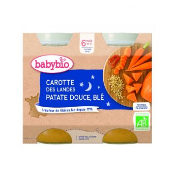 Piure de morcov, cartof dulce si grau, 2 x 200g, BabyBio