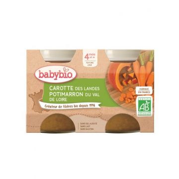Piure de morcovi si dovleac Bio, 2 x 130g, BabyBio