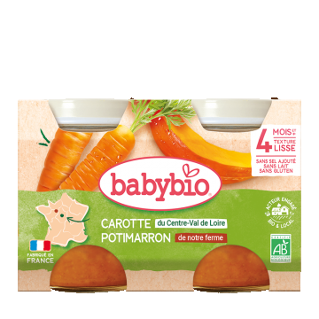 Piure de morcovi si dovleac Bio, 2 x 130g, BabyBio