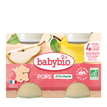 Piure de pere Bio, 2 x 130g, BabyBio