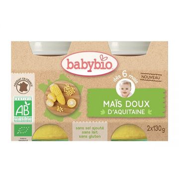 Piure de porumb dulce Bio, 2 x 130g, BabyBio