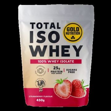 Pudra proteica cu aroma de capsuni Total Iso Whey, 450 g, Gold Nutrition