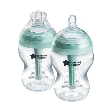 Set biberoane Advanced Anti-colici cu autosterilizare din PP pentru 0 luni + Natural Start, 2 x 260ml, Tommee Tippee