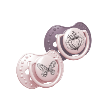 Suzeta din silicon Dynamic Botanic pentru fete 3-6 luni, 2 bucati, Lovi