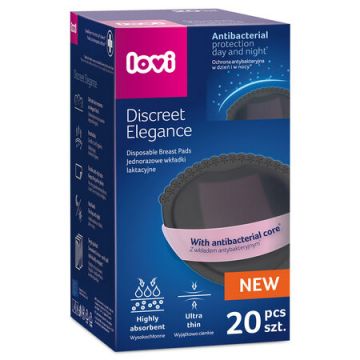 Tampoane pentru san Discreet Elegance, 20 bucati, Negru, LOVI