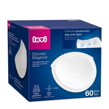 Tampoane pentru san Discreet Elegance, 60 bucati, Alb, LOVI