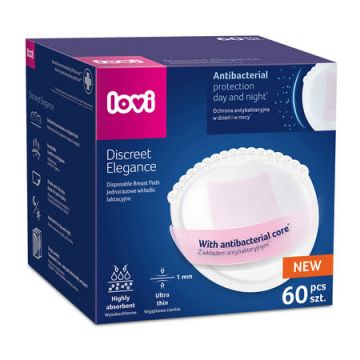 Tampoane pentru san Discreet Elegance, 60 bucati, Alb, LOVI