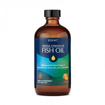Ulei de peste cu aroma naturala de portocale Triple Strength Fish Oil, 236.5ml, GNC