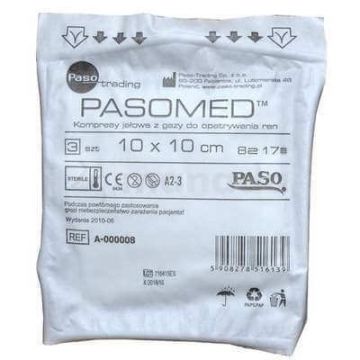Yoke comprimă, Pasomed, 17 nit. 8 straturi. 10x10cm, 3 buc. - Durată lungă de valabilitate!