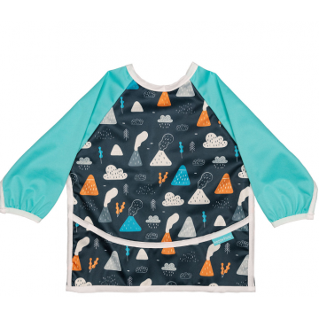 Bavetica cu maneca lunga si buzunar cu model de vulcan, 1 bucata, Coccorito