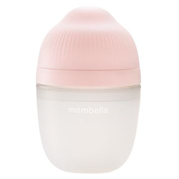 Biberon anticolici cu tetina M 100% silicon Breast-Like Old Roze, 210ml, Mombella