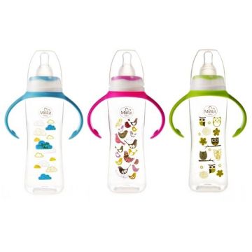 Biberon cu manere si tetina din silicon pentru 6+ Baby, 250ml, Minut