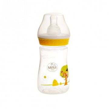 Biberon cu tetina  Pupaza din tei  pentru +0 luni Baby, 125ml, Minut
