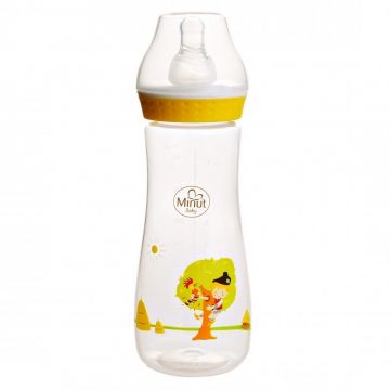 Biberon cu tetina  Pupaza din tei  pentru +3luni Baby, 250ml, Minut
