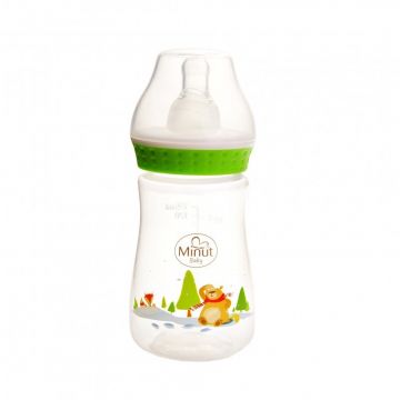 Biberon cu tetina  Ursul pacalit de vulpe  pentru +3 luni Baby, 125ml, Minut