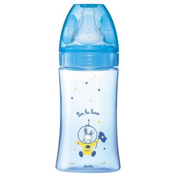 Biberon pentru initiere anti-colici 0-6 luni Debit 2 Cosmonaut, 270ml, Dodie