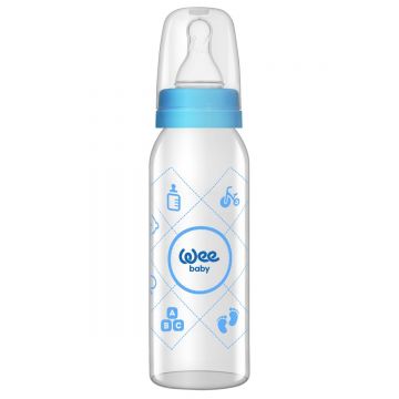 Biberon sticla cu tetina din silicon rotunda, 250ml, Wee Baby