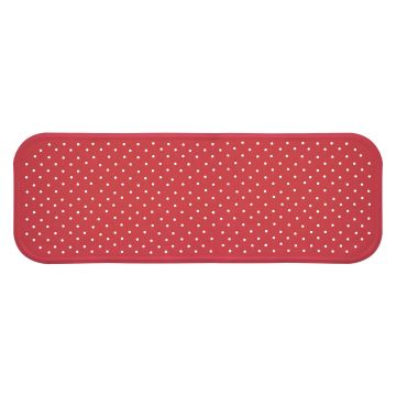 Covoras antiderapant din cauciuc natural pentru cada cu ventuze pentru fixare Rosu, 96x34 cm, Sanger