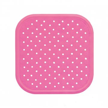 Covoras antiderapant din cauciuc natural pentru cada cu ventuze Roz, 56x56 cm, Sanger