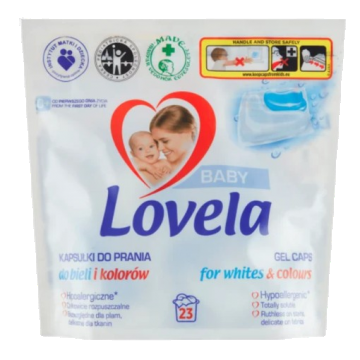 Detergent capsule pentru rufe albe si colorate, 23 capsule, Lovela Baby