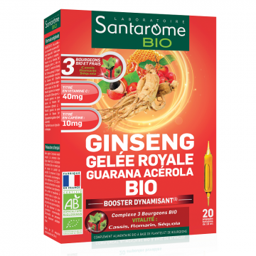 Ginseng Gelee Royale Guarana Acerola Bio, 20 fiole, Santarome