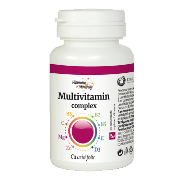 Multivitamin complex cu Acid Folic, 30 comprimate, Dacia Plant