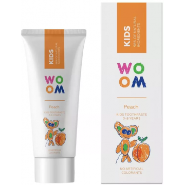 Pasta de dinti pentru copii 3-8 ani Kids Peach, 50ml, Woom