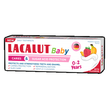 Pasta de dinti pentru copii de la 0-2 ani ptrotectie anticarie si zaharuri, 55ml, Lacalut