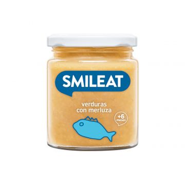 Piure de legume cu merluciu si ulei de masline Bio +6 luni, 230g, Smileat